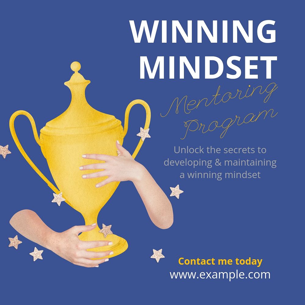 Winning mindset Instagram post template, editable design