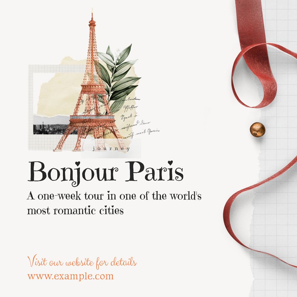 Bonjour Paris Instagram post template, editable design