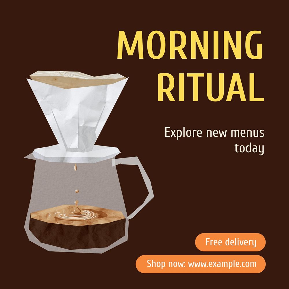 Morning coffee Instagram post template, editable design