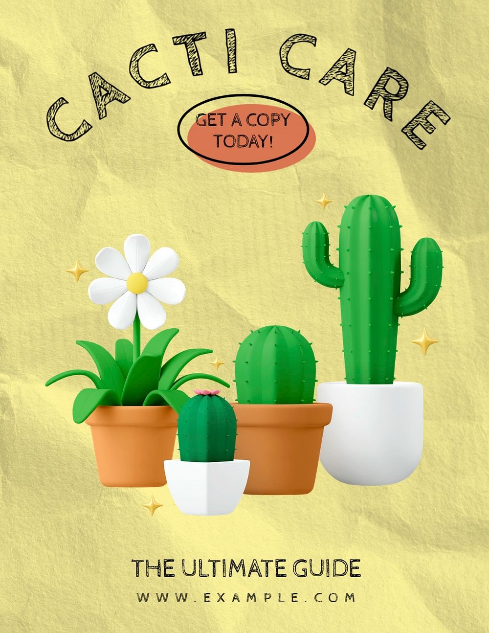 Cacti care book flyer template, editable advertisement