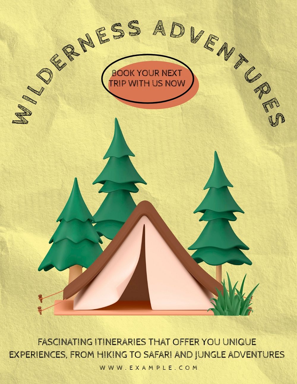 Wilderness adventures flyer template, editable advertisement