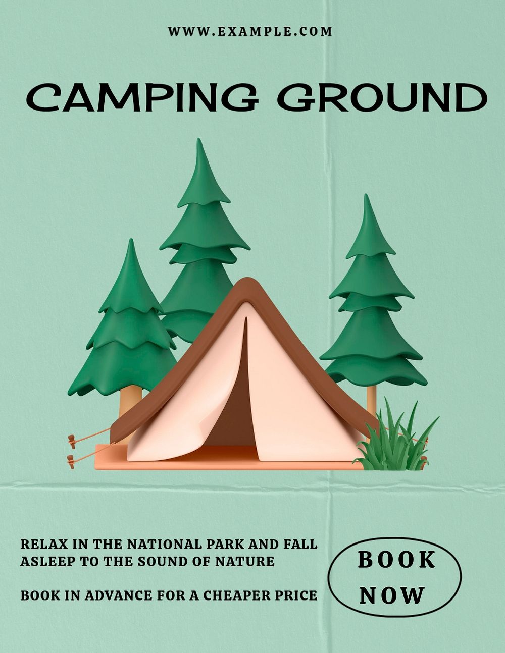 Camping ground flyer template, editable advertisement