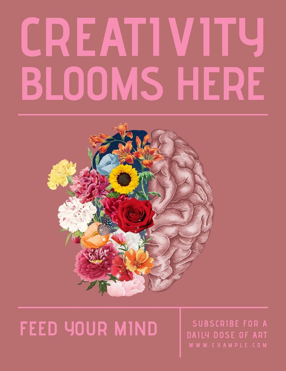 Creativity blooms here flyer template, editable advertisement