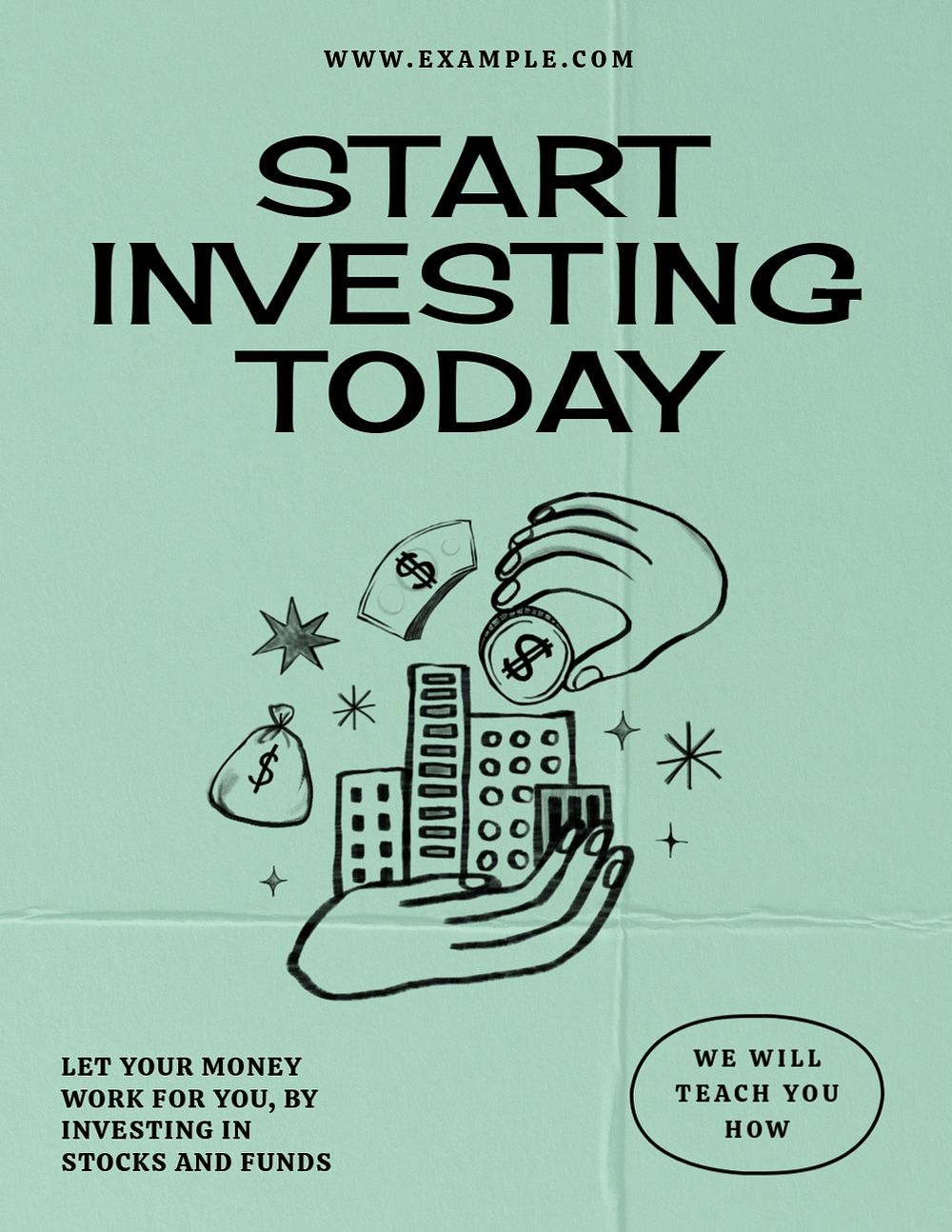 Start investing flyer template, editable advertisement