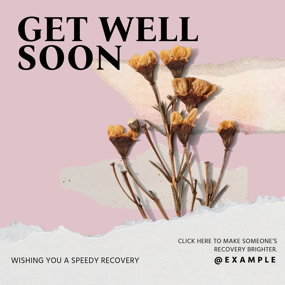 Get well soon Instagram post template, editable social media design