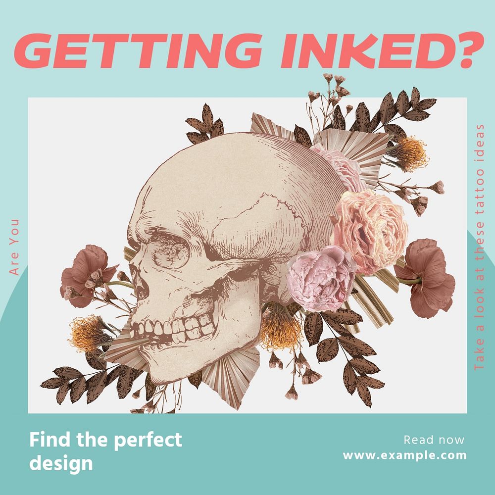 Tatoo ideas Instagram post template, editable social media design