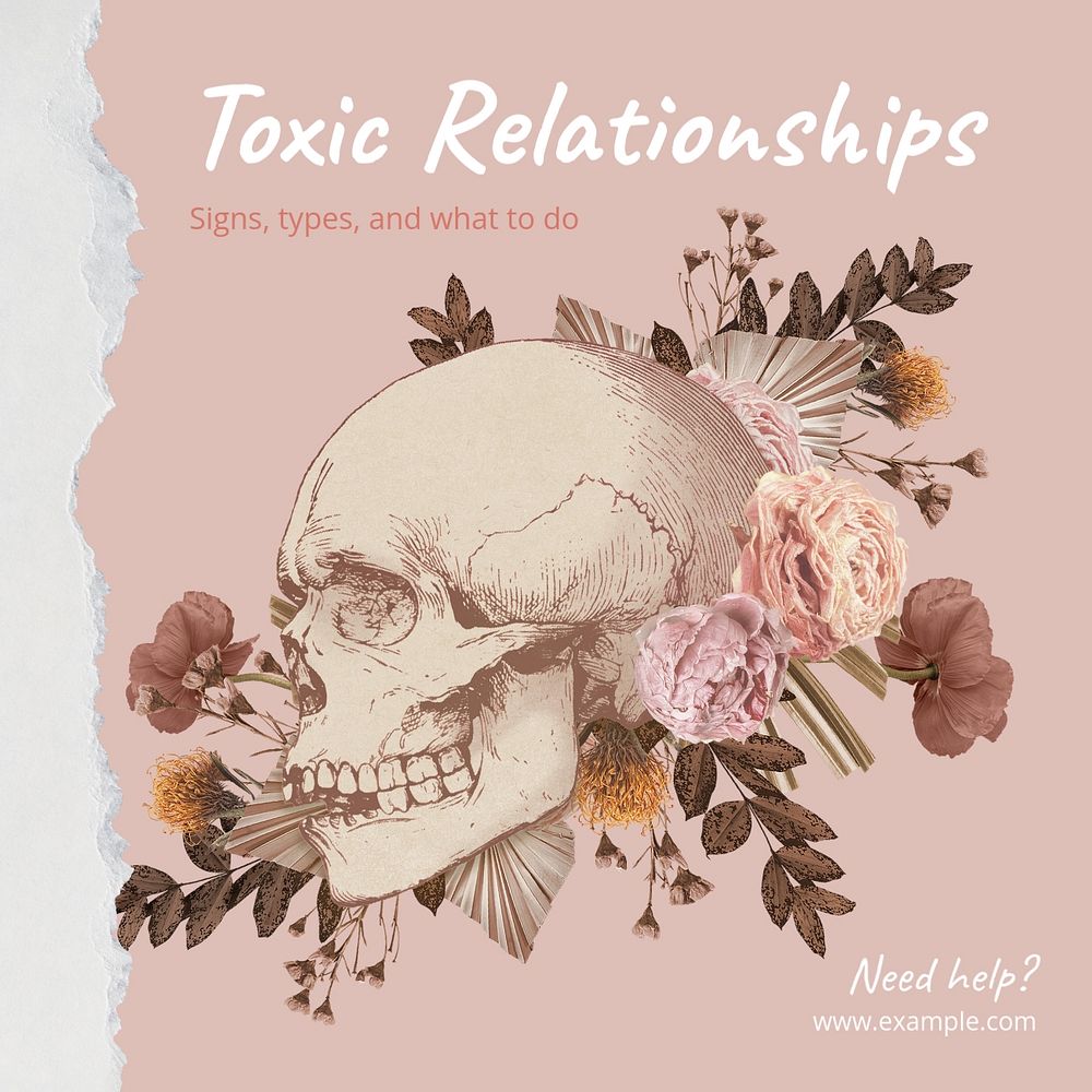 Toxic Relationship Instagram post template, editable social media design