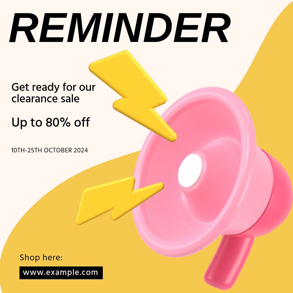 Sale reminder Instagram post template, editable social media design