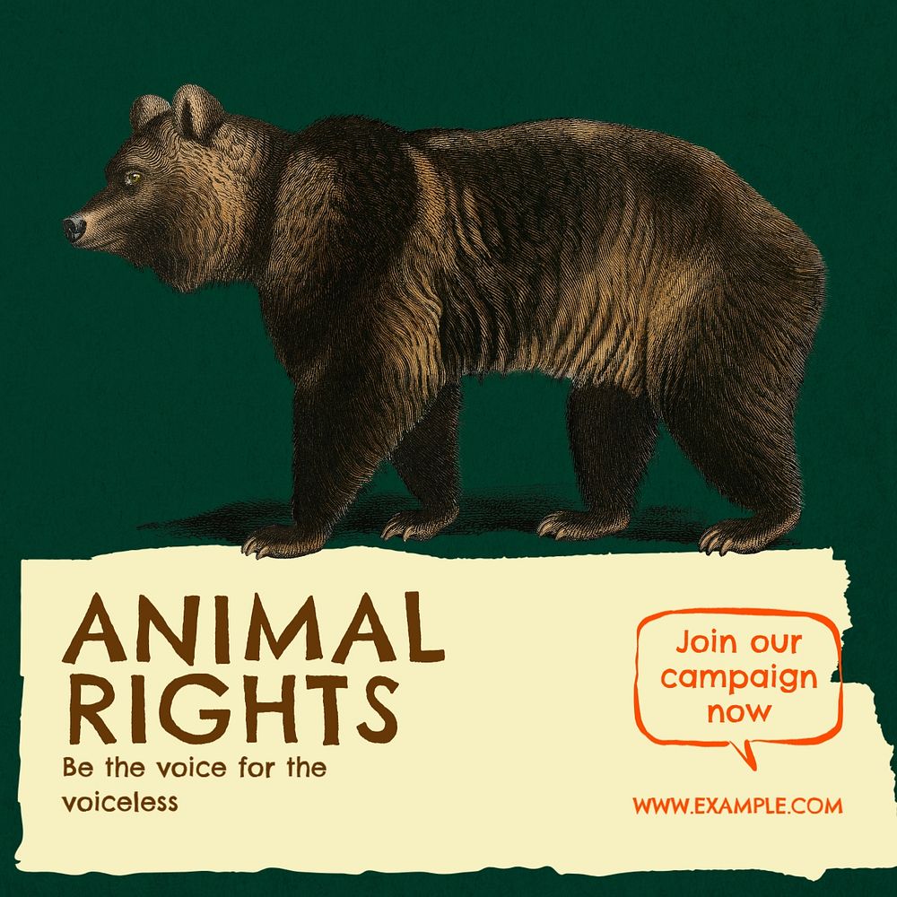 Animal rights Instagram post template, editable social media design