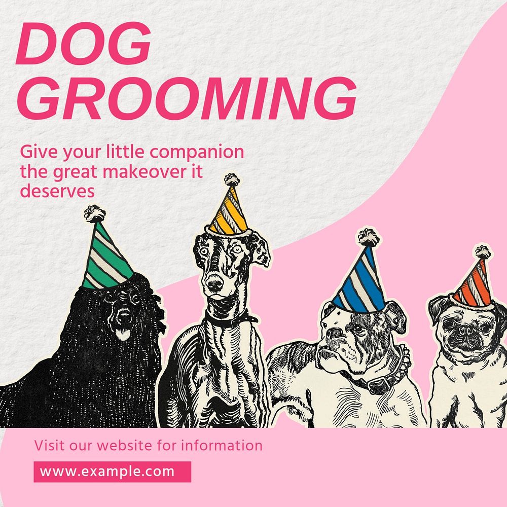 Dog grooming Instagram post template, editable social media design