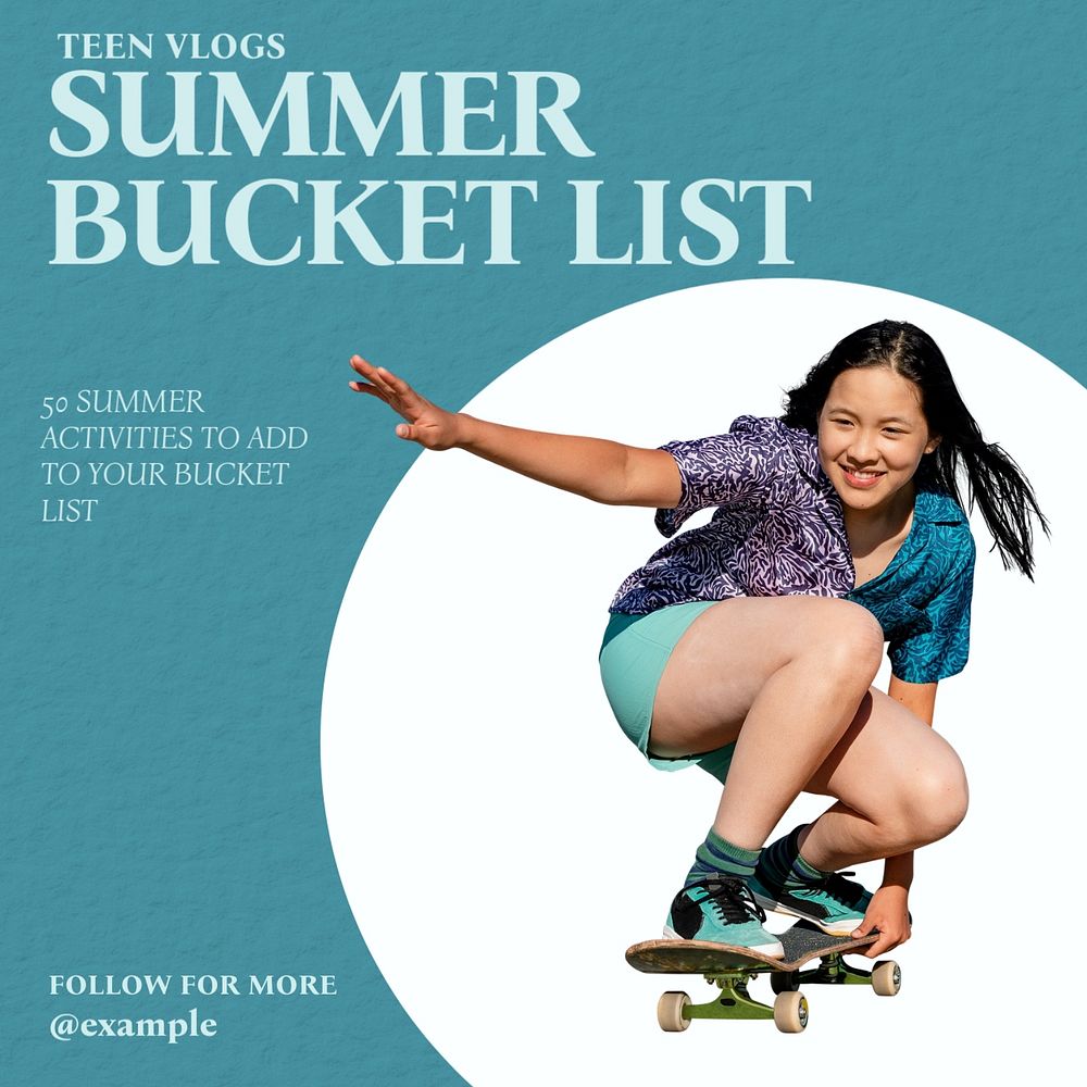 Summer bucket list Instagram post template, editable social media design