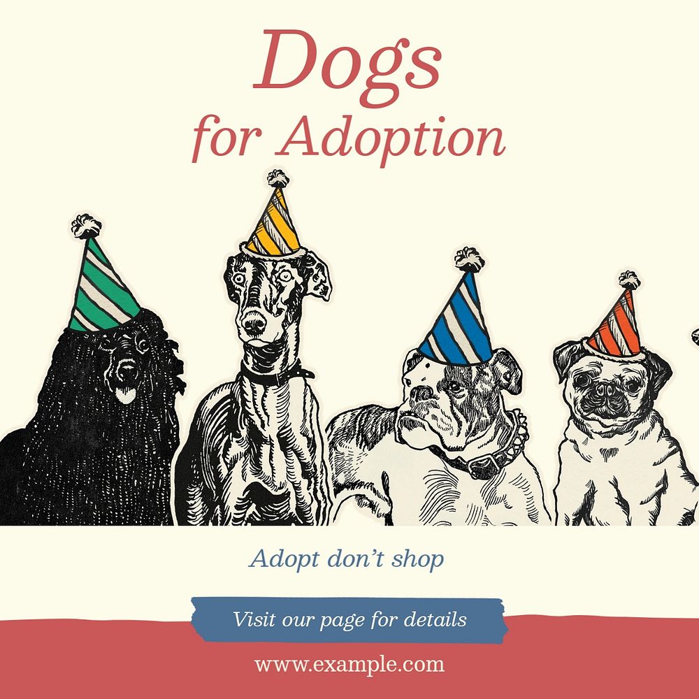 Dog adoption Instagram post template, editable social media design