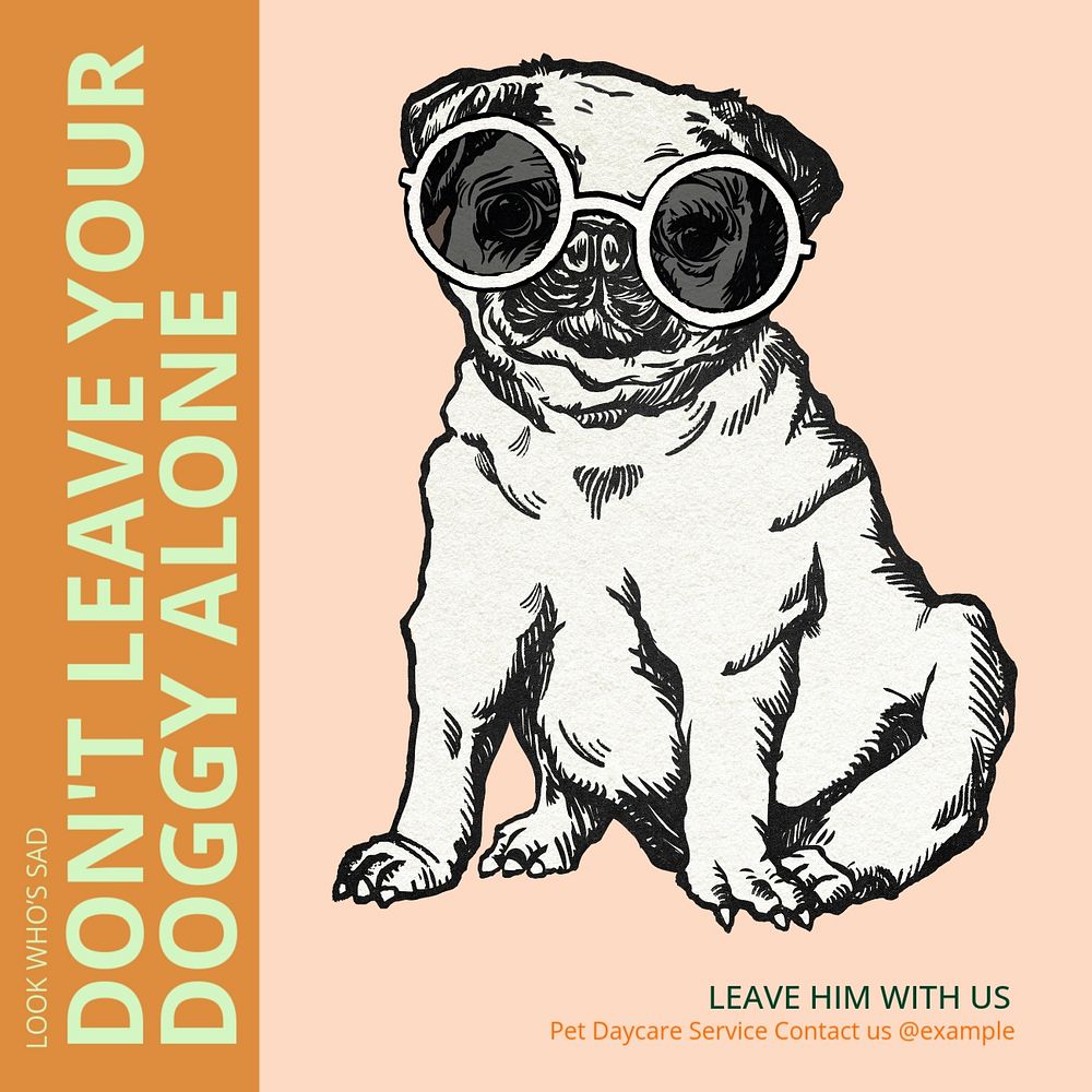 Pet daycare service Instagram post template, editable social media design