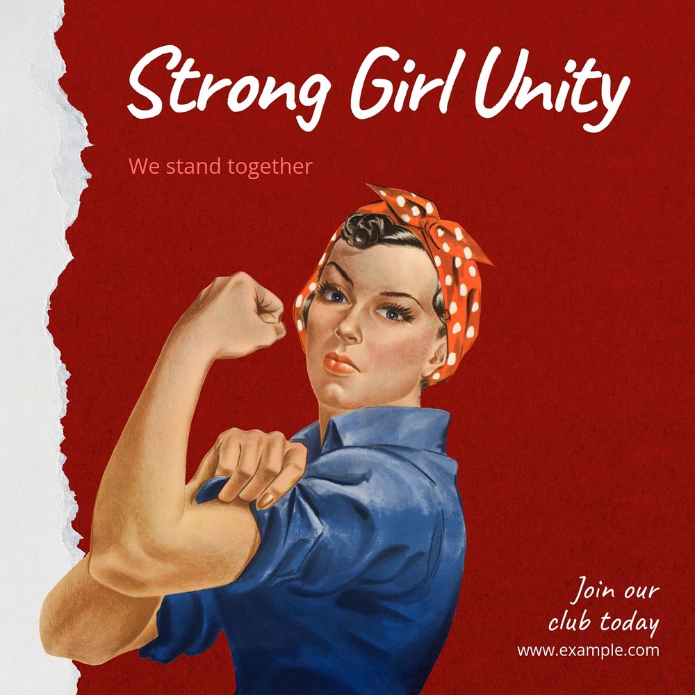 Strong girls united Instagram post template, editable social media design