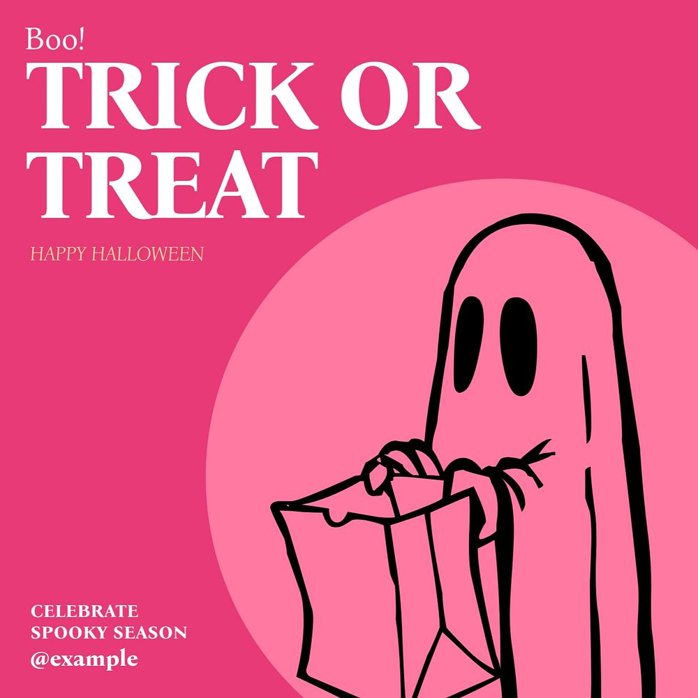 Trick or treat Instagram post template, editable social media design