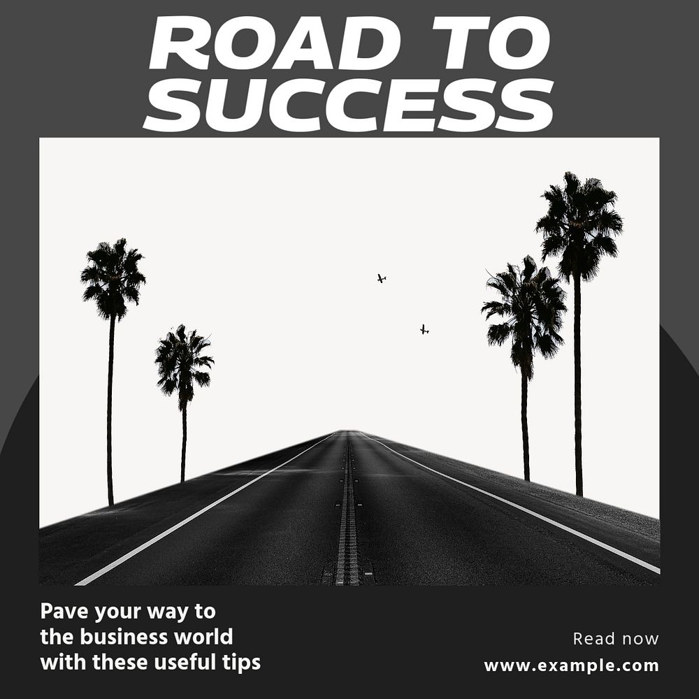 Road to success Instagram post template, editable social media design