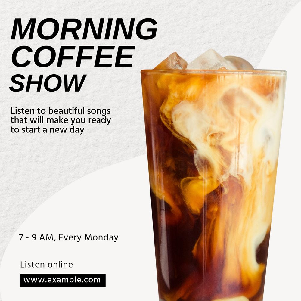 Morning radio show Instagram post template, editable social media design