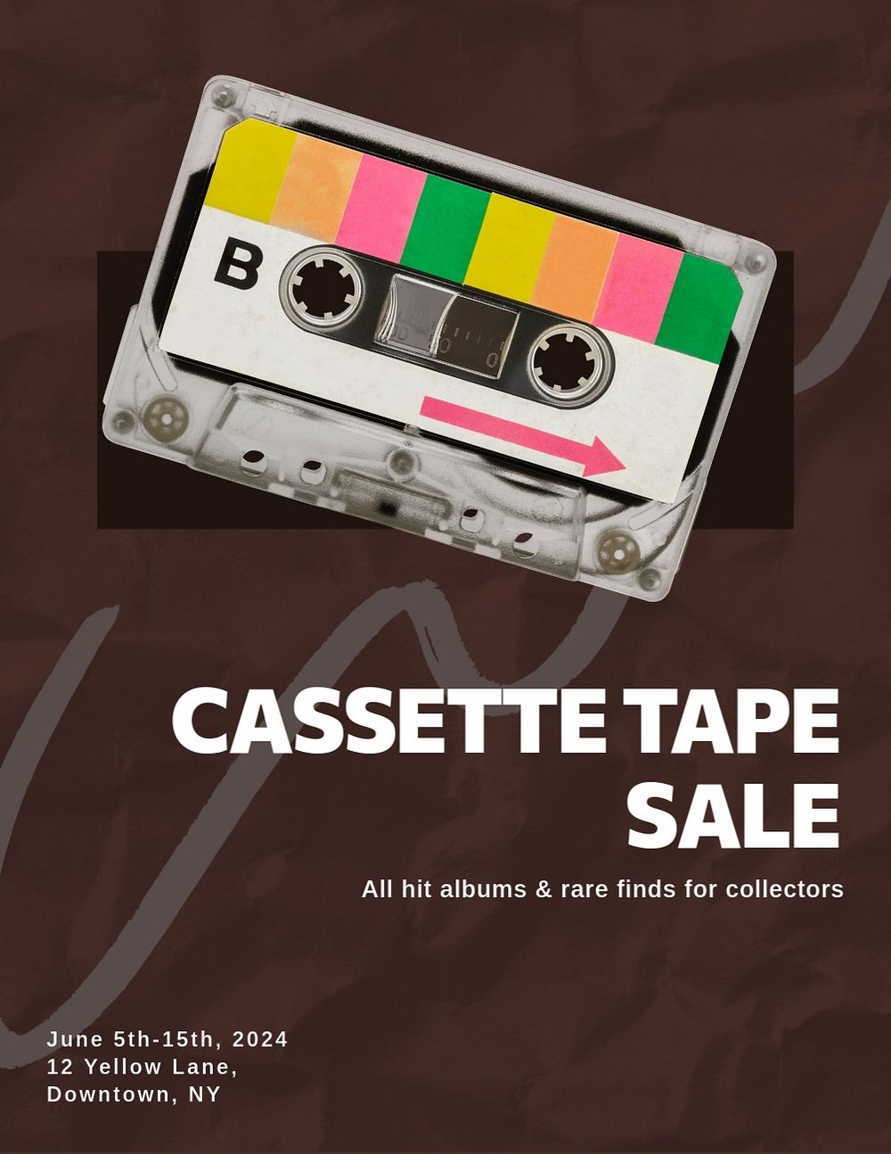 Cassette tape sale, editable flyer template