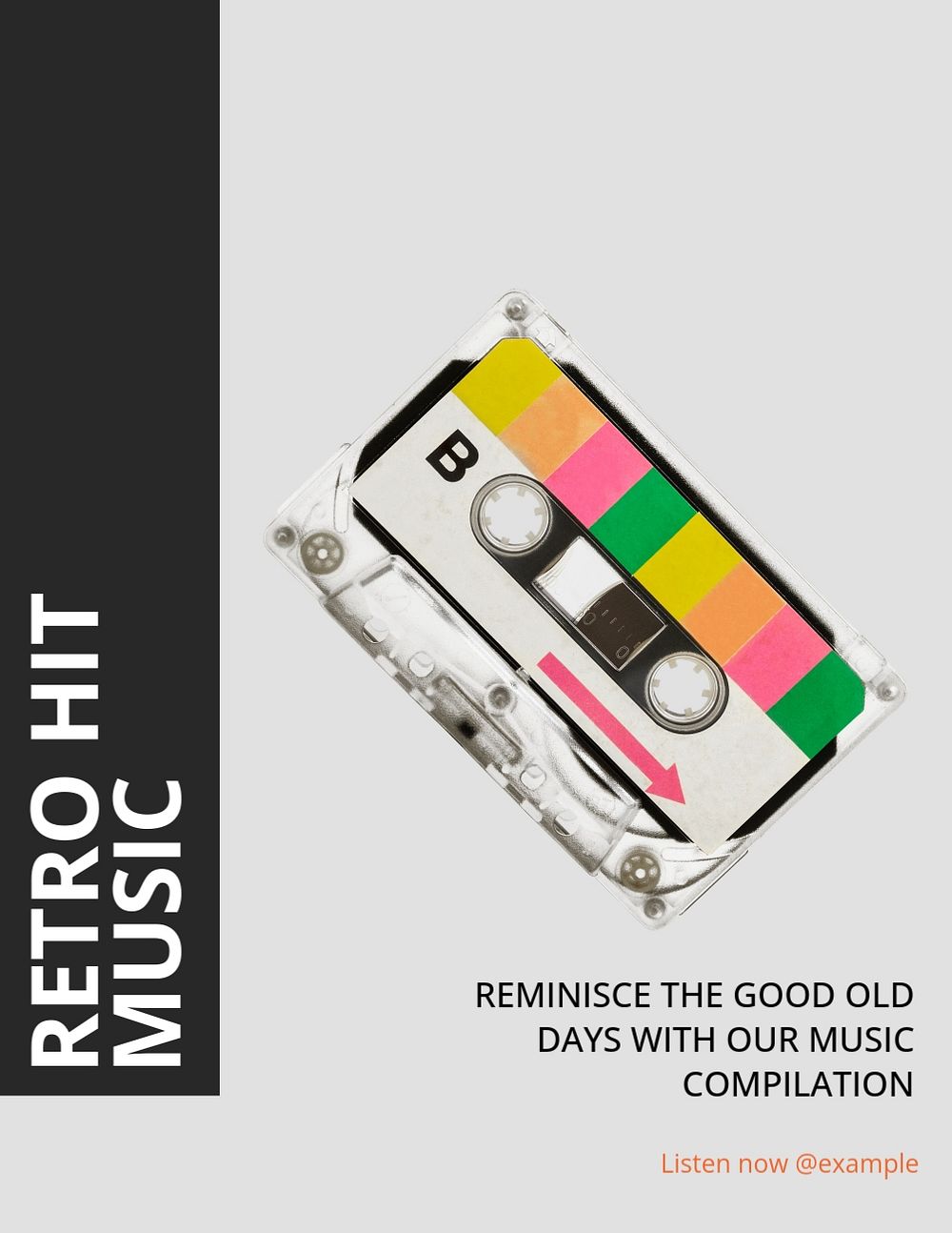 Retro music playlist, editable flyer template