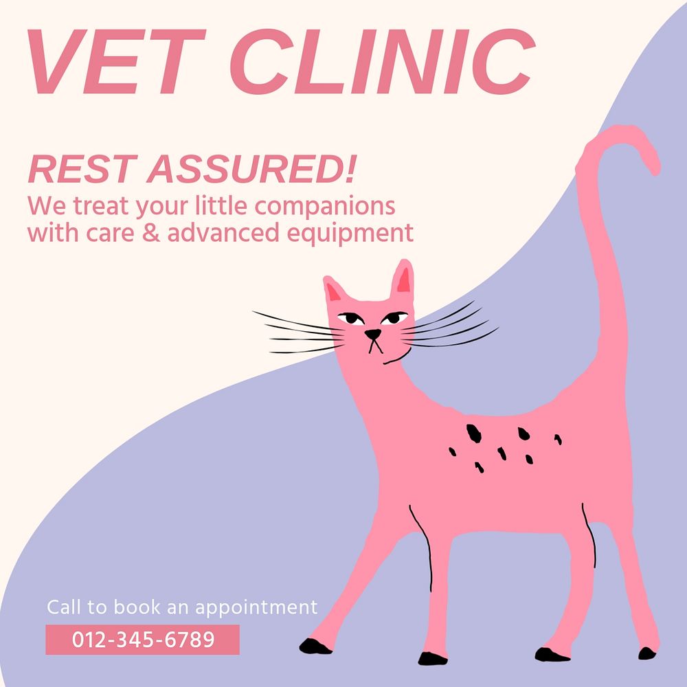 Vet clinic Instagram post template, editable social media design