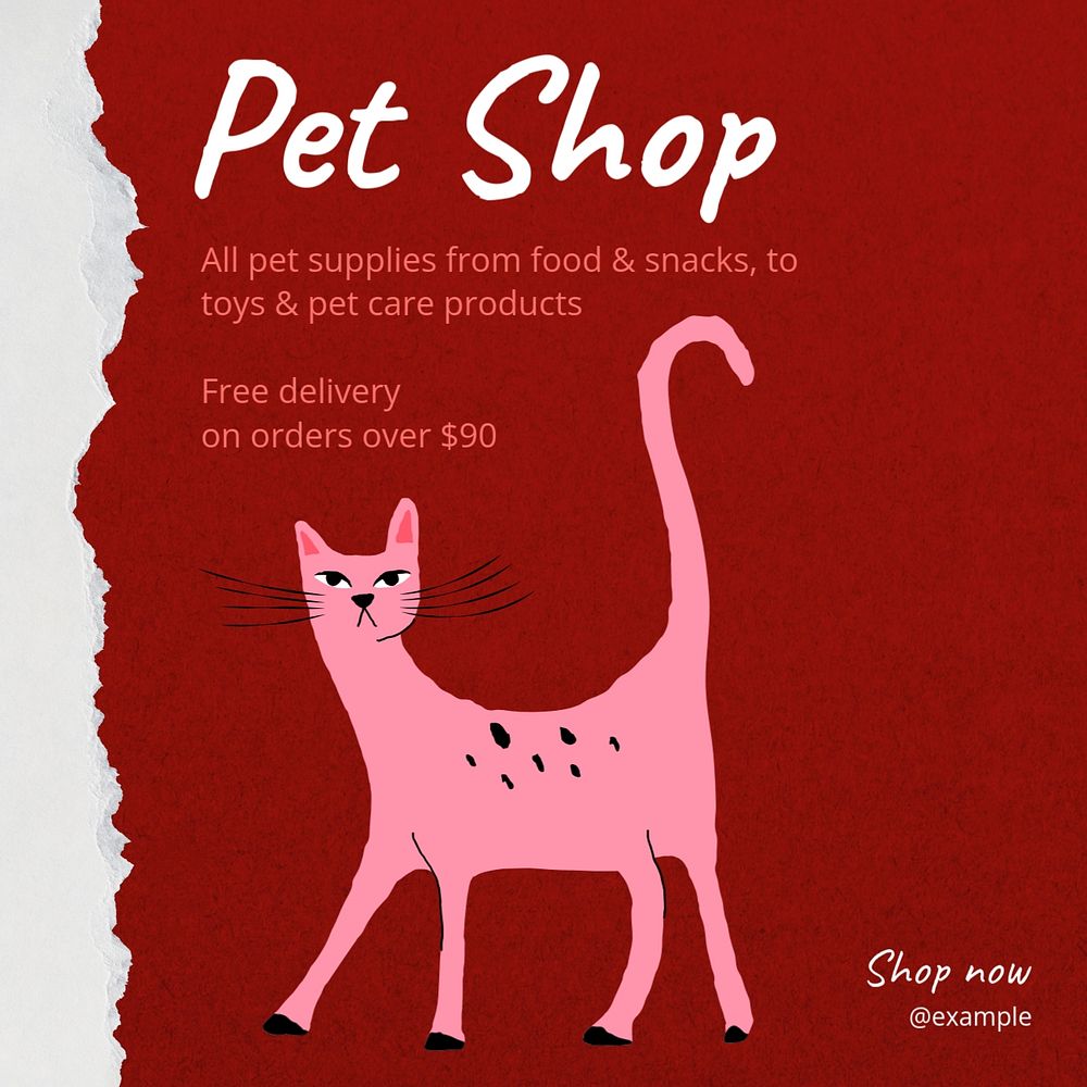 Pet supplies shop Instagram post template, editable social media design