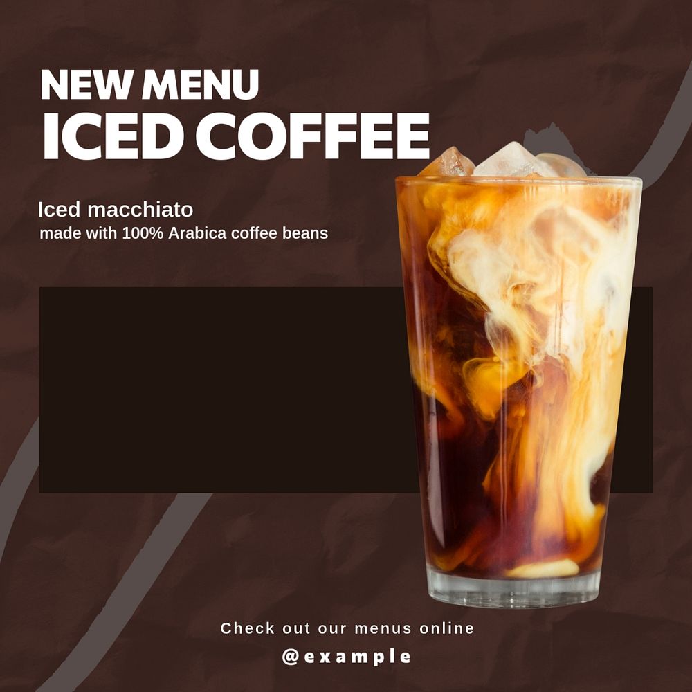 Cafe's new menu Instagram post template, editable social media design