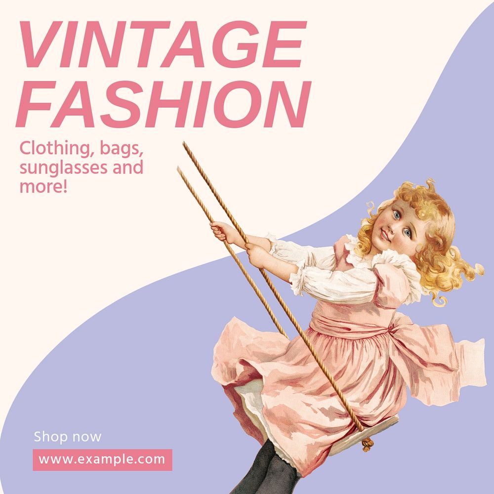 Vintage fashion Instagram post template, editable social media design