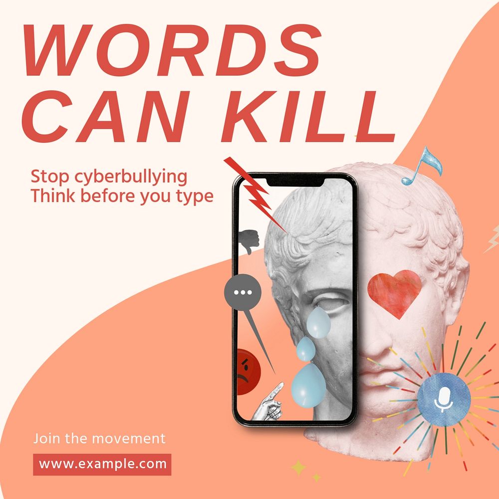 Cyberbullying Instagram post template, editable social media design