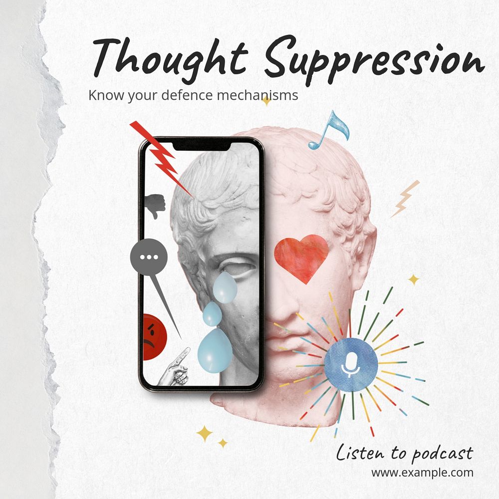 Thought suppression Instagram post template, editable social media design