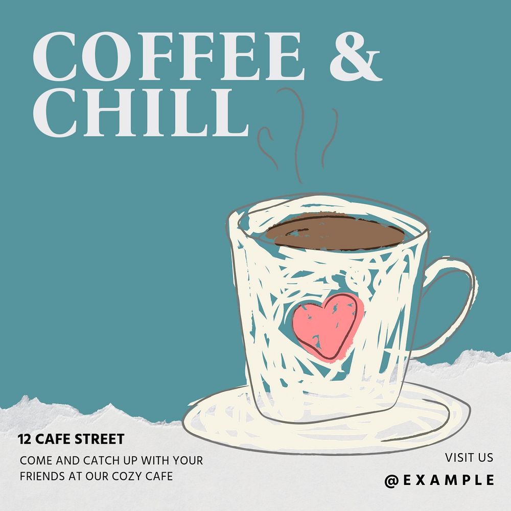 Coffee shop Instagram post template, editable social media design