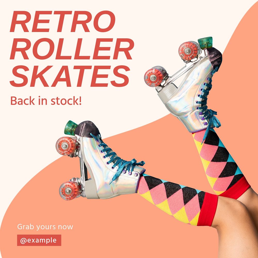 Retro roller skates Instagram post template, editable social media design