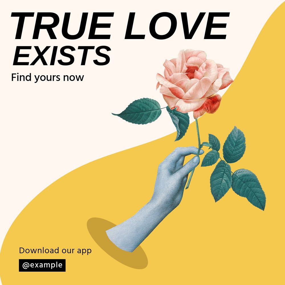 True love Instagram post template, editable social media design