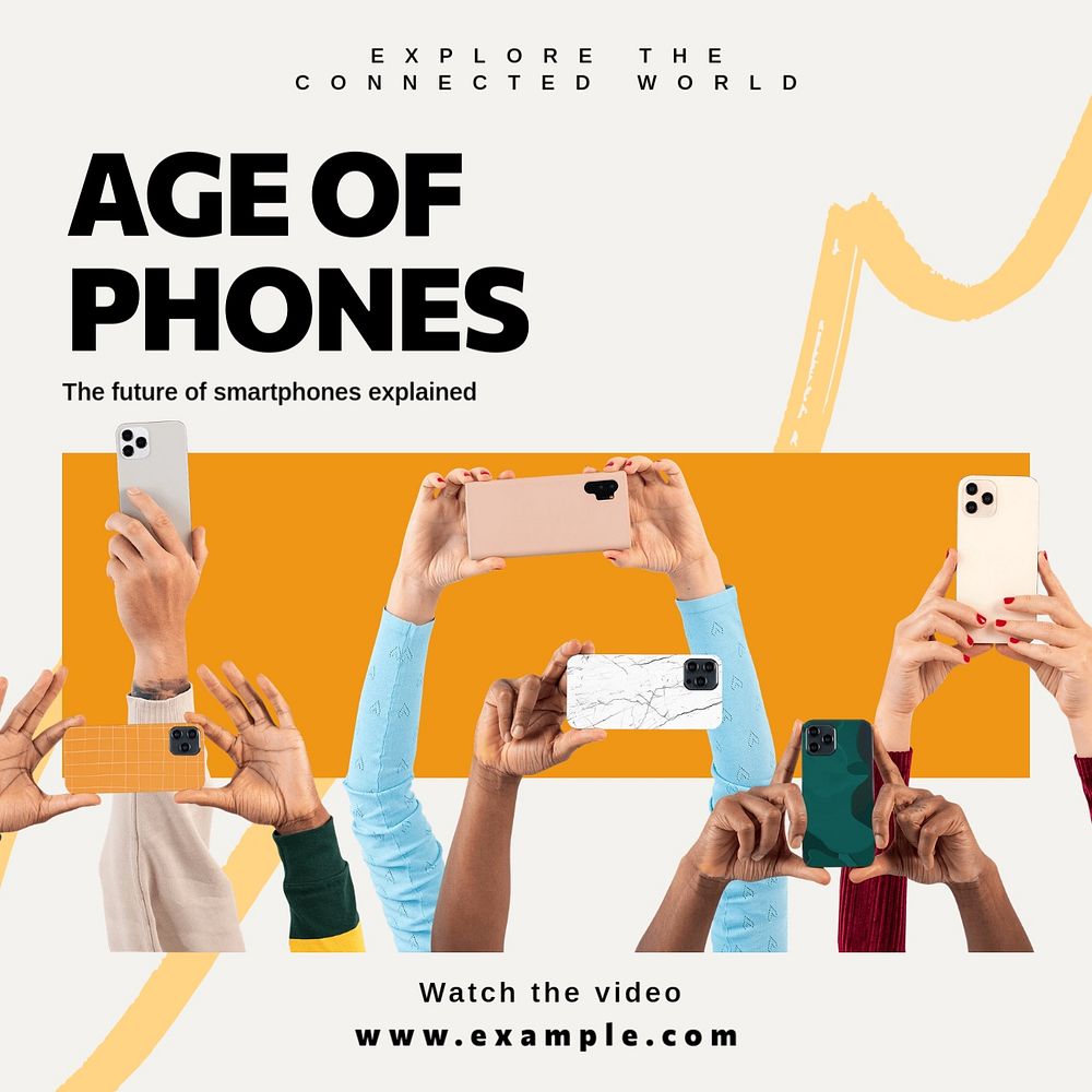 Age of phones Instagram post template, editable social media design