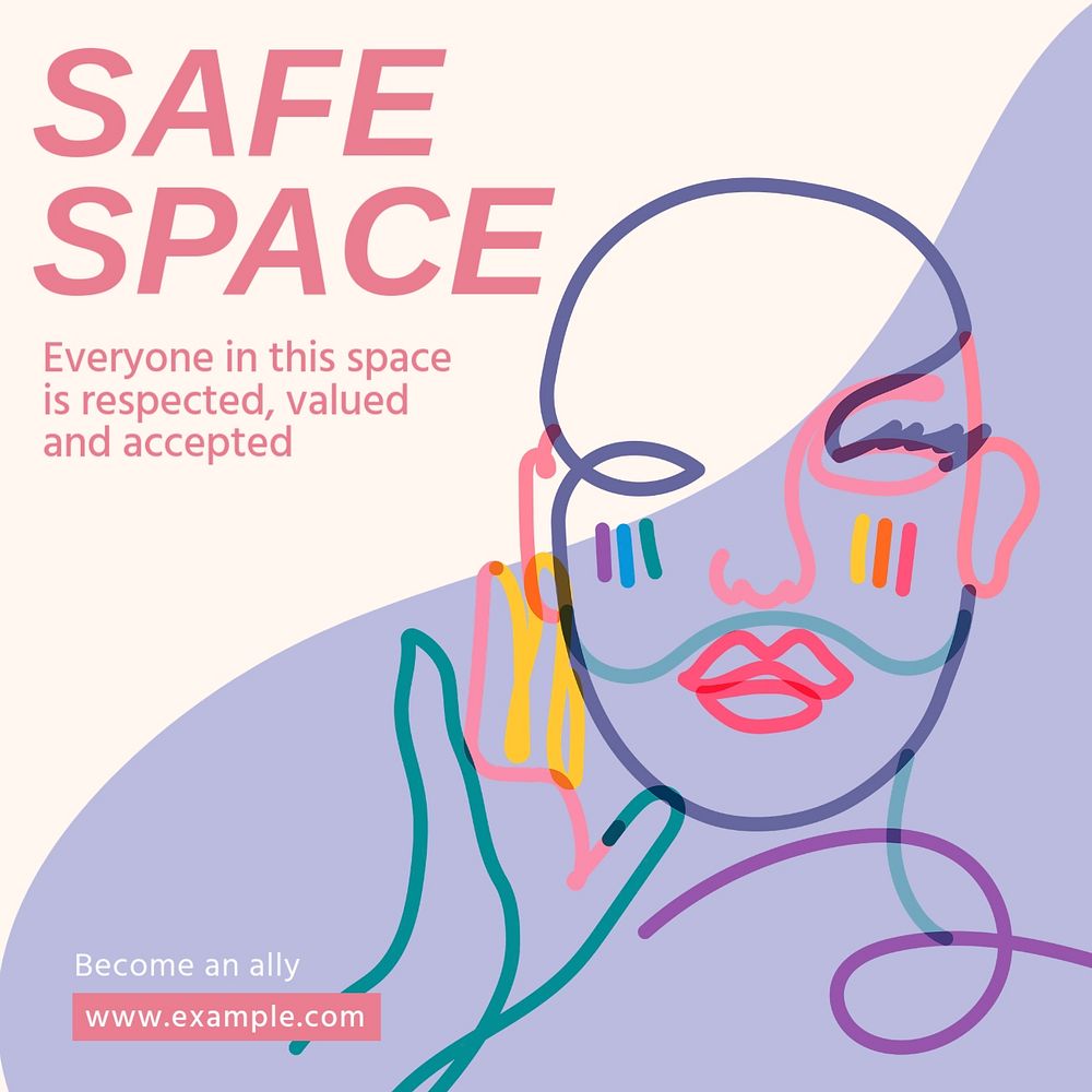 Safe space Instagram post template, editable social media design