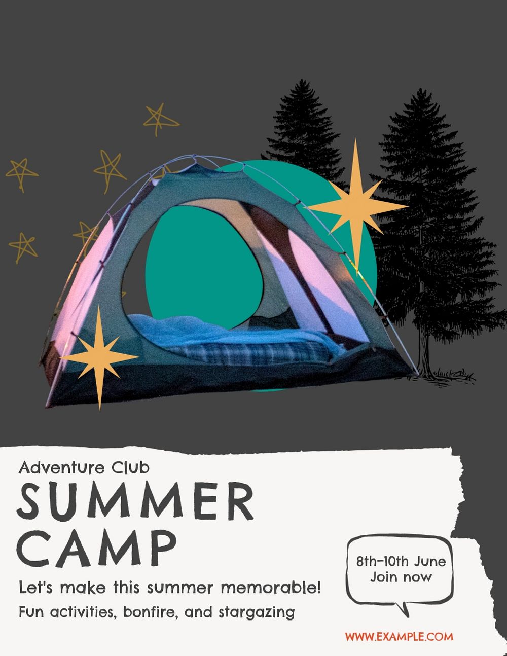 Summer camp, editable flyer template