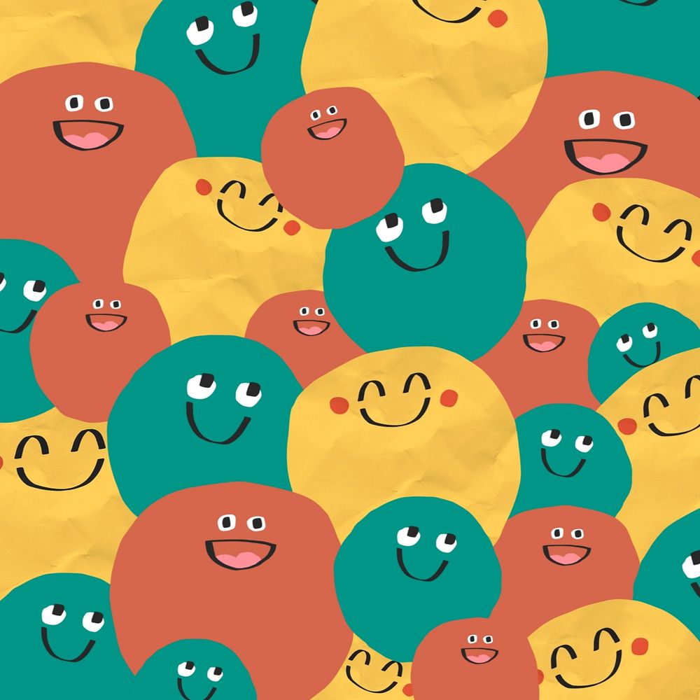 Colorful happy emoji pattern, editable doodle design