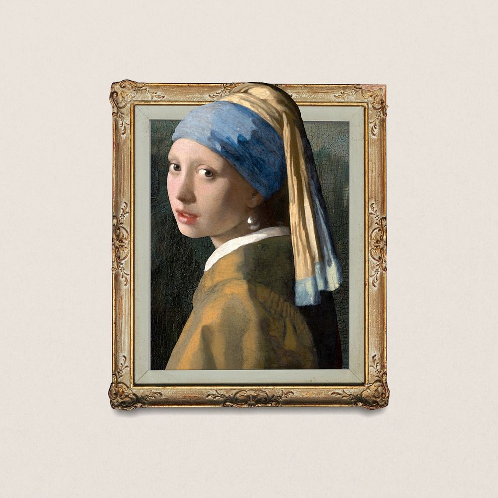 Vermeer pearl earring picture frame, famous artwork remixed by rawpixel.