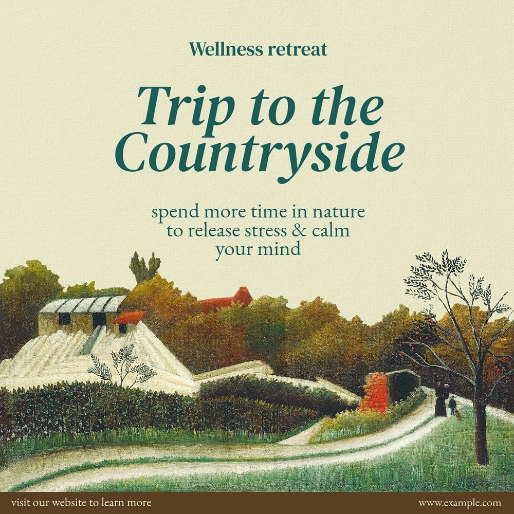 Countryside trip Instagram post template, editable  design. Famous art, remixed by rawpixel.