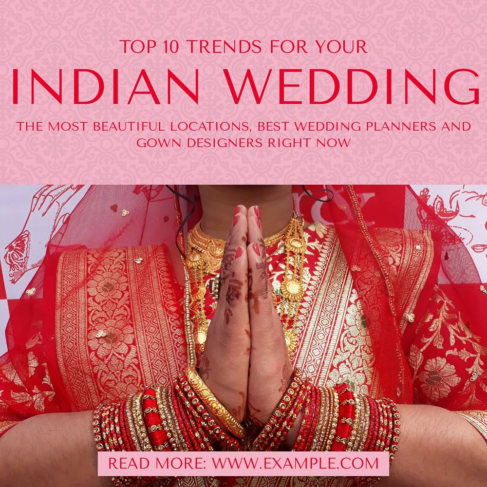 Indian wedding Instagram post template, editable social media ad