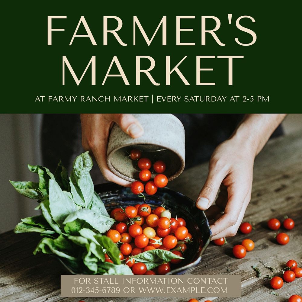 Farmer's market Instagram post template, editable social media ad