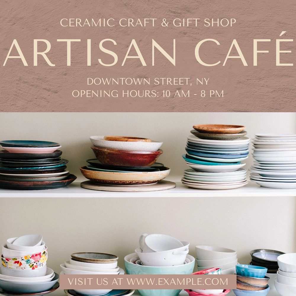 Artisan cafe Instagram post template, editable social media ad