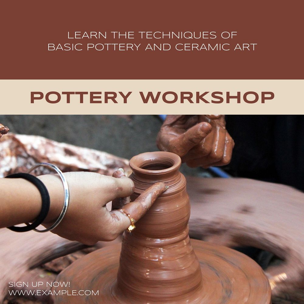 Pottery workshop Instagram post template, editable social media ad