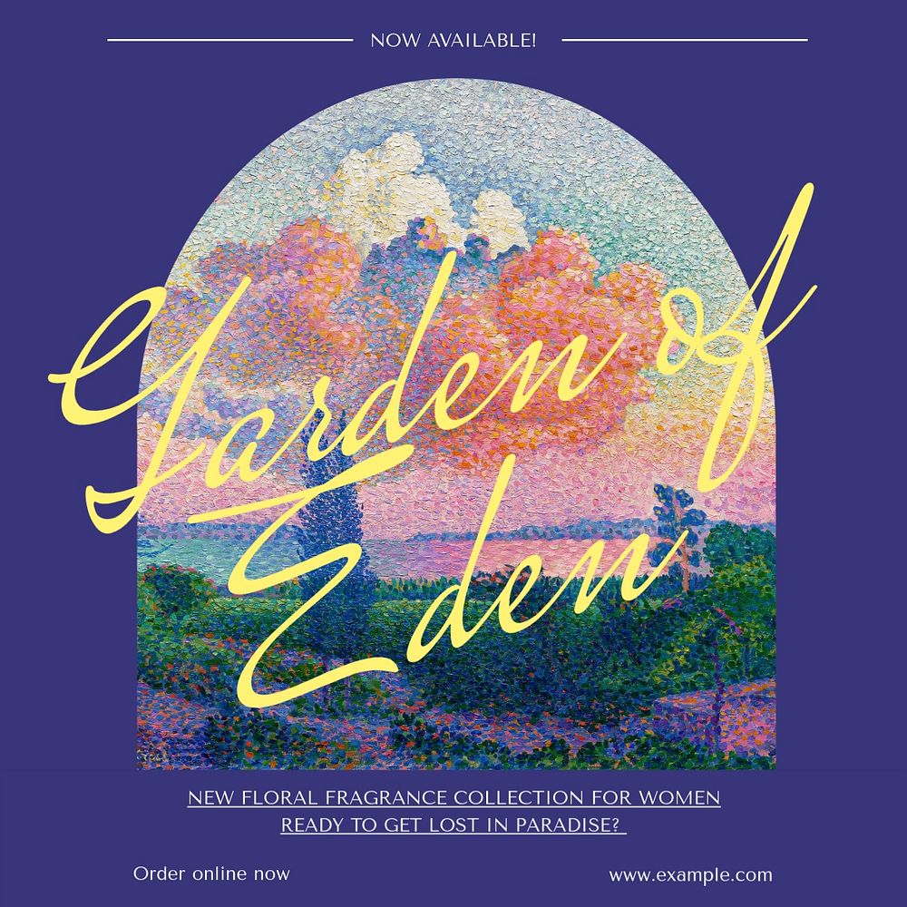 Garden of Eden Instagram post template, editable  design. Famous art, remixed by rawpixel.