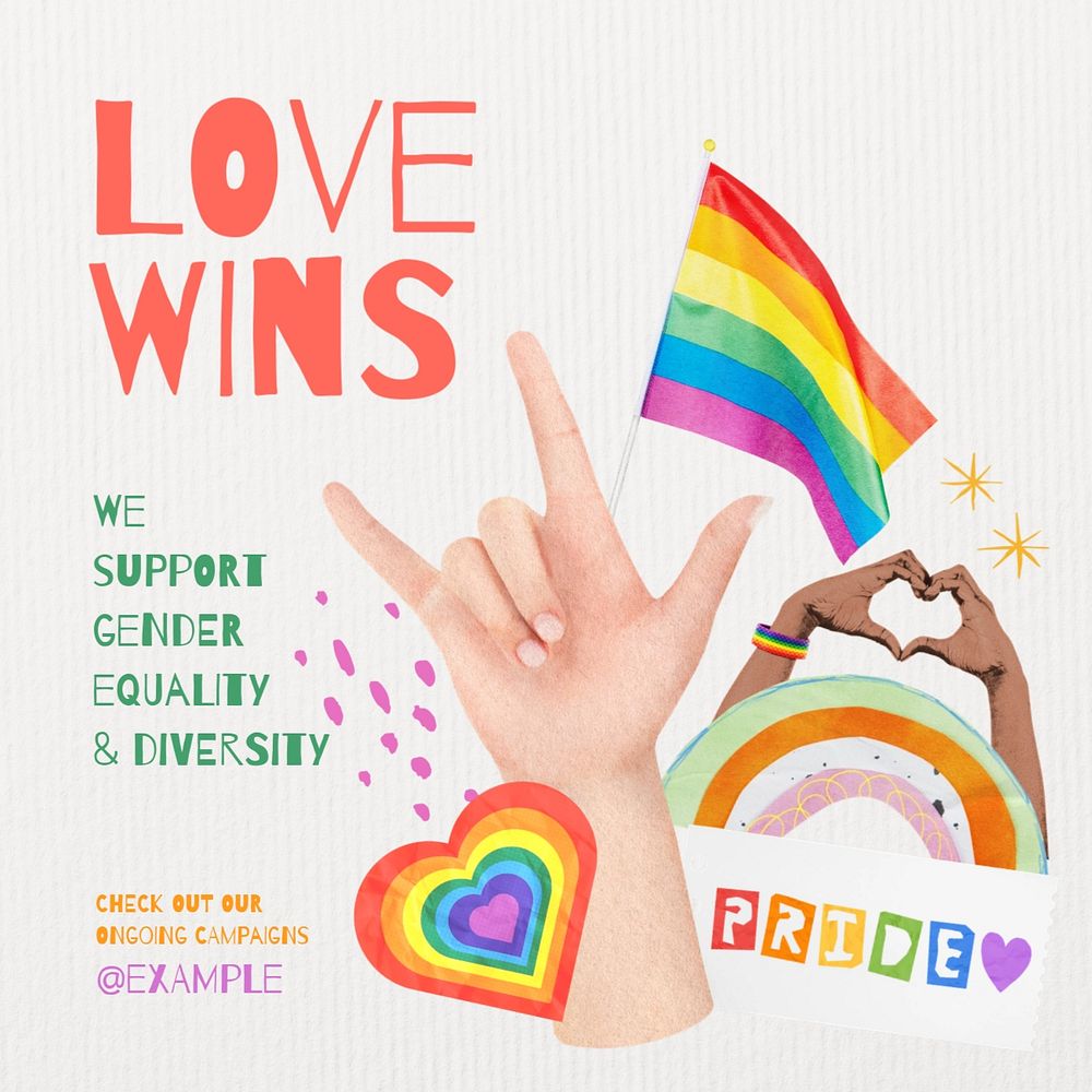 Love wins Instagram post template, editable design