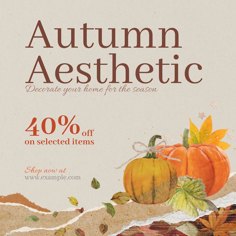 Autumn aesthetic Instagram post template, editable design