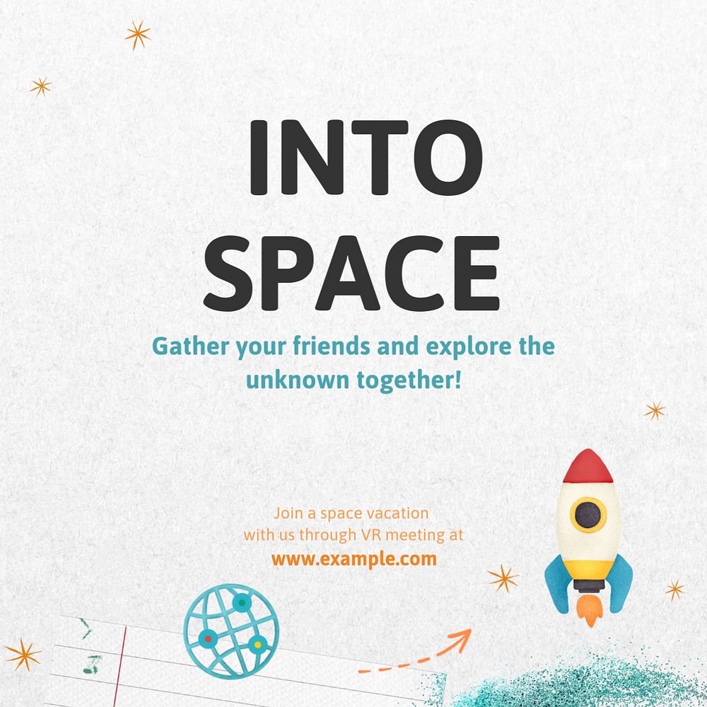 Space rocket Instagram post template, editable design