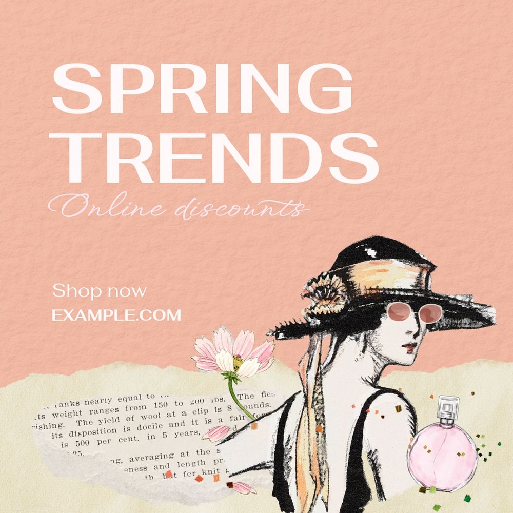 Spring fashion Instagram post template, editable design