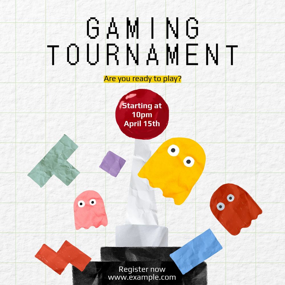 Gaming tournament Instagram post template, editable design