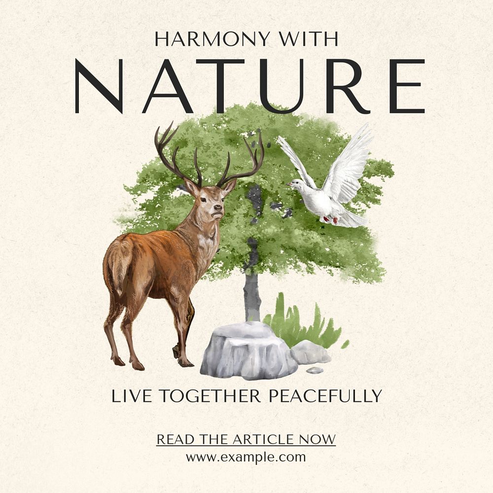 Nature aesthetic Instagram post template, editable design