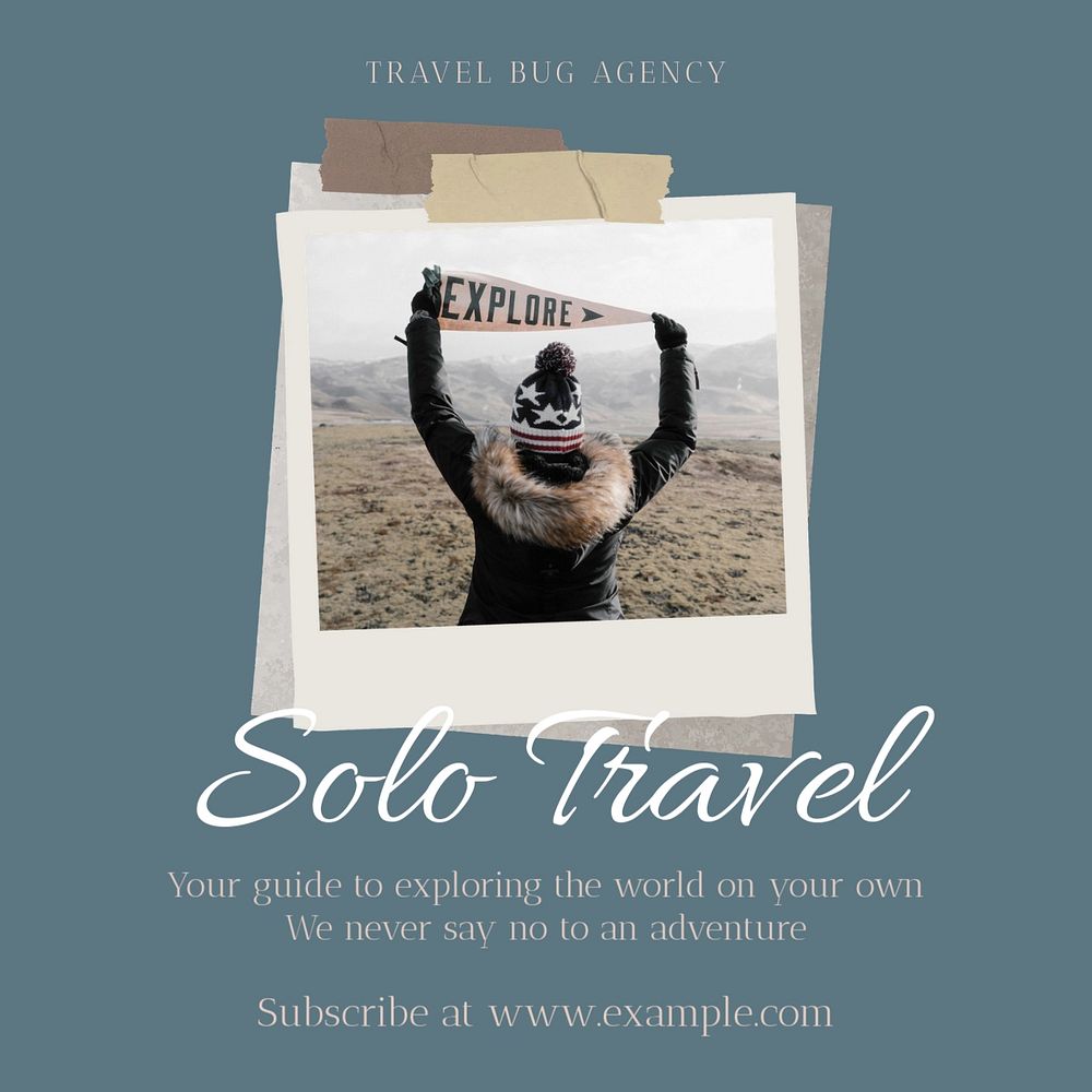 Solo travel Instagram post template, editable social media ad